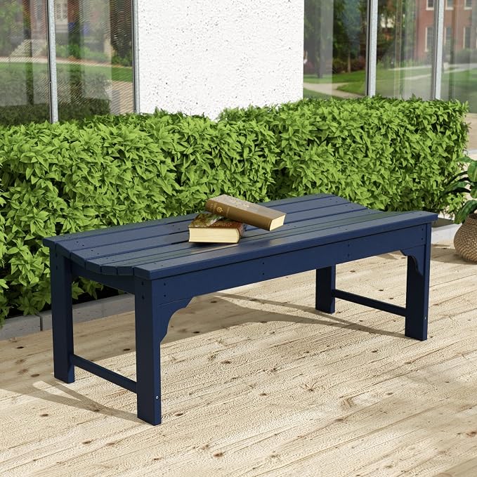WO Home Furniture Outdoor 46" Backless HDPE Adirondack Bench, Poly Lumber Seat - Image 2