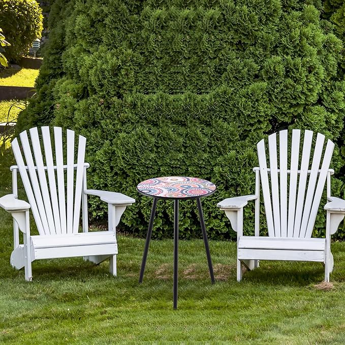 1 Pack Metal Outdoor Side Table Small Outside Round End Table - Image 8
