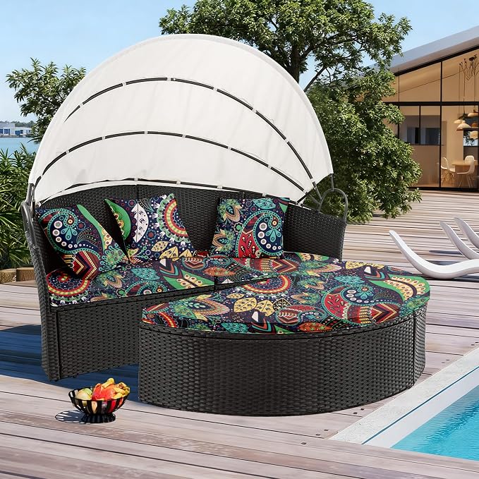 66" Round Daybed Cushion Cover & 3 Pillow Covers Set - Image 5