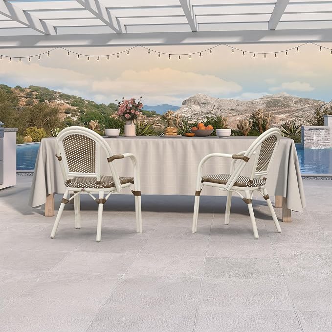 PURPLE LEAF French Bistro Armchairs Set of 4 Patio Rustic Dining Chairs - Image 3
