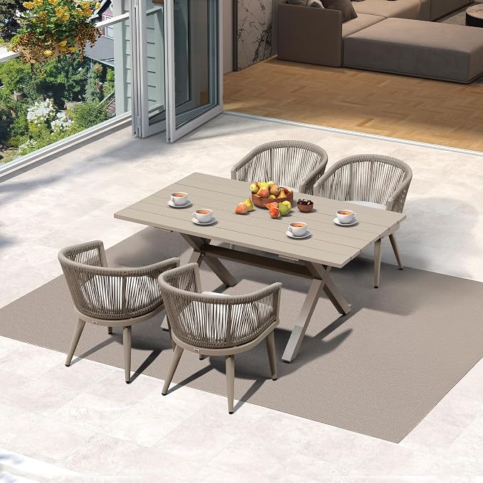 PURPLE LEAF Outdoor Dining Set for 4 All-Weather 5 Pieces Patio Aluminium by PURPLELEAF