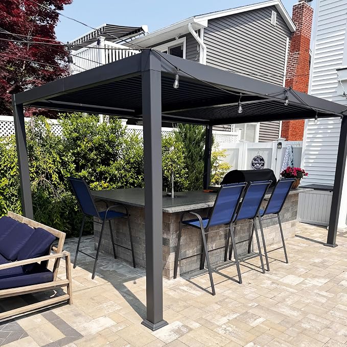 PURPLE LEAF Louvered Pergola 10' x 14' Aluminum Outdoor Pergola by Unknown