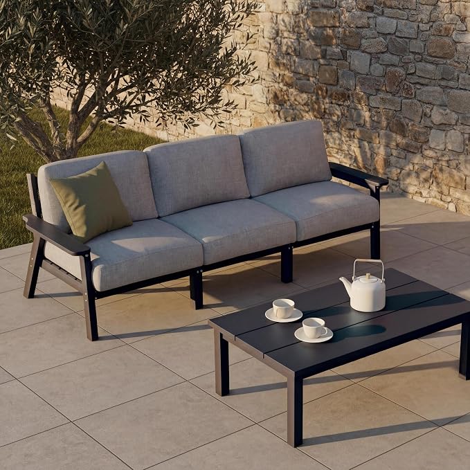 Patio Furniture Set 3 Seats, HDPE Outdoor Sectional by PatioKingdom