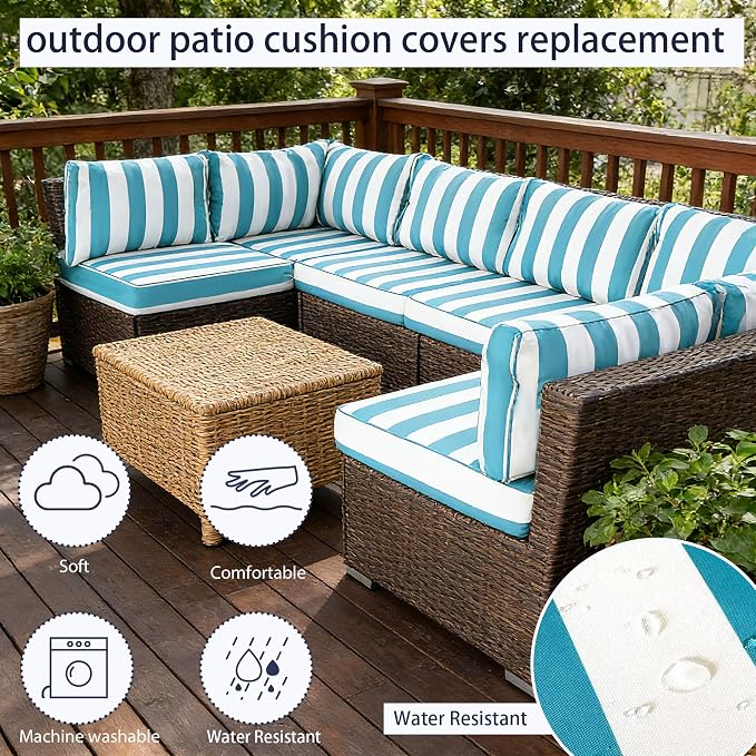 Outdoor Cushion Covers for Patio Furniture, Patio Cushion Covers Replacement - Image 5