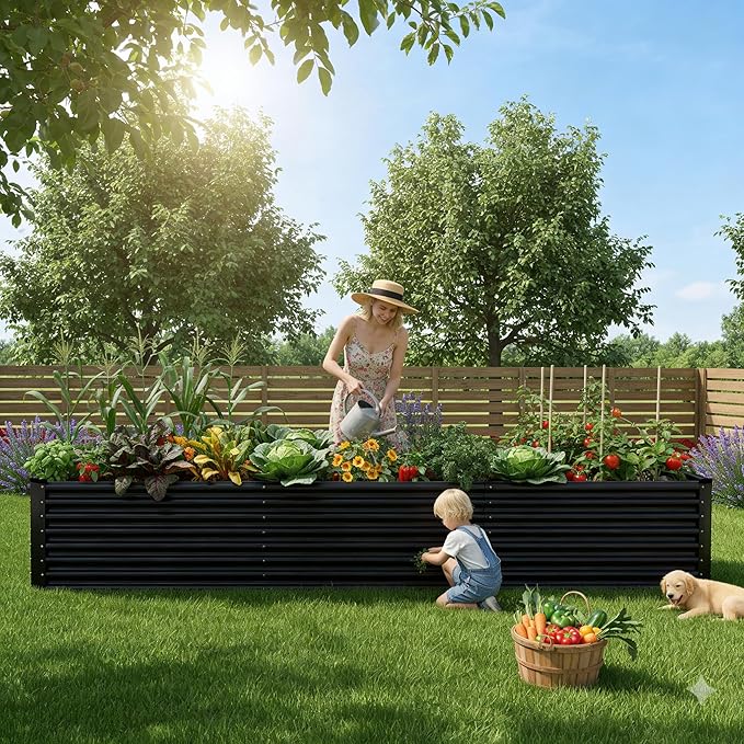 12x2x2ft Raised Garden Beds Outdoor Kit, Galvanized Planter Garden Boxes Outdoor - Image 2
