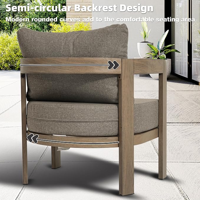 Outdoor Patio Furniture Set, 5 Pieces Modern Metal Patio Conversation Set - Image 4