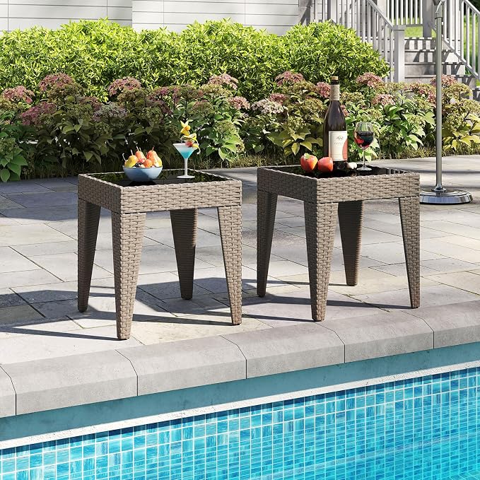 Kinfant Rattan Patio Side Table - Image 2