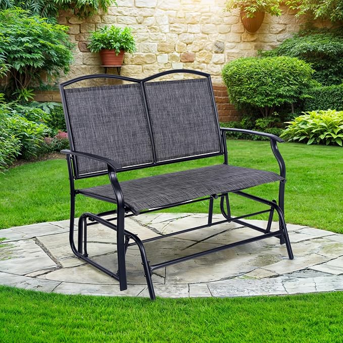 Backyard Expressions 2-Person Outdoor Glider Bench, Patio Double Swing Rocking - Image 4