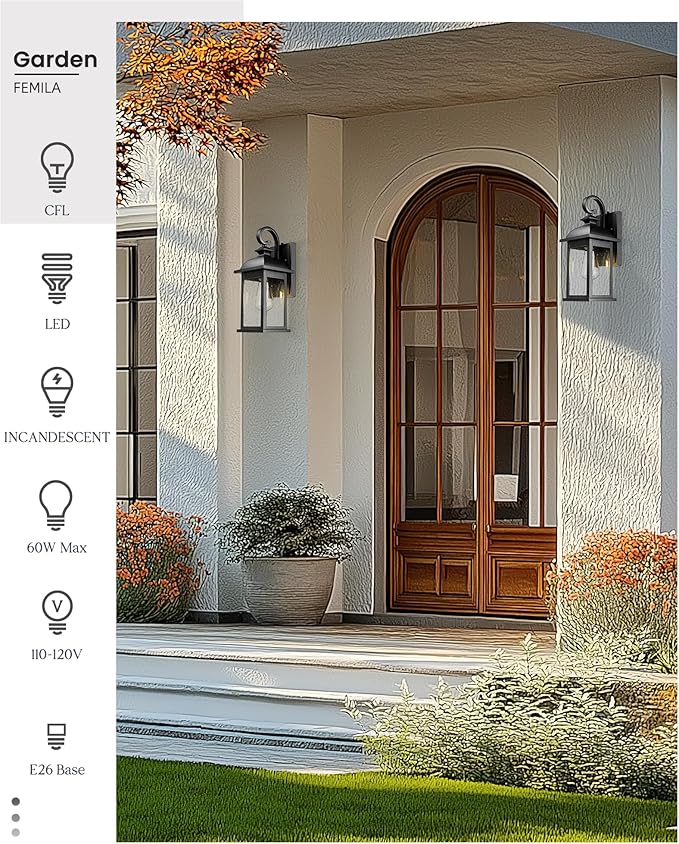 FEMILA Dusk to Dawn Outdoor Wall Sconce, Front Porch Light Fixtures Wall Mount - Image 6