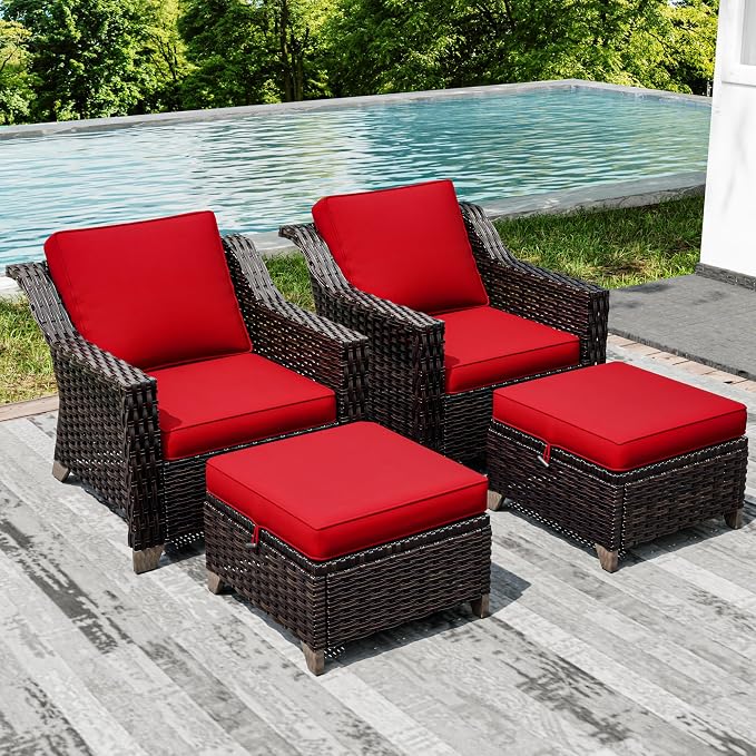 Joyside Wicker Patio Furniture Sets, 4 Pieces Upgraded Large Size Outdoor - Image 6