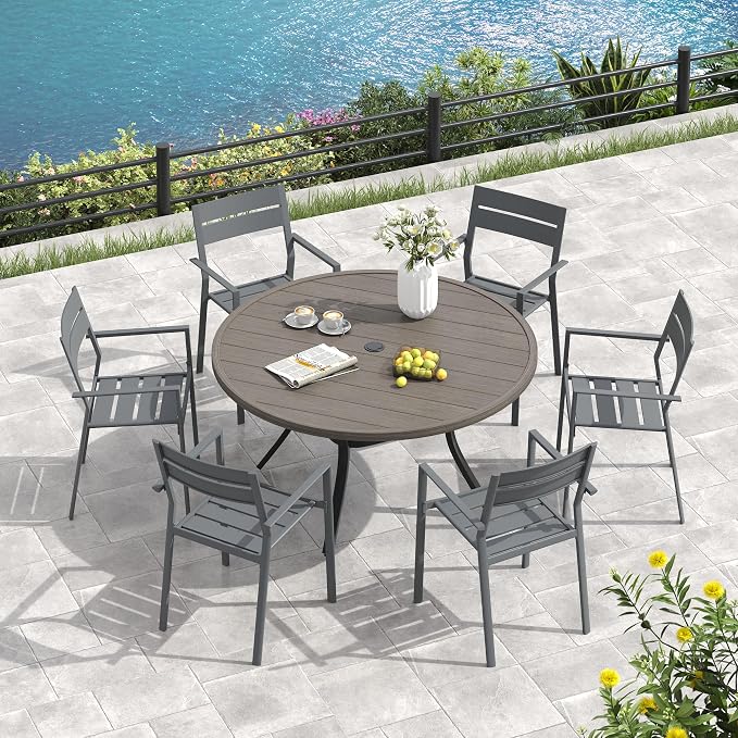 VICLLAX 47.2" Round Patio Table, Outdoor Dining Table - Image 5
