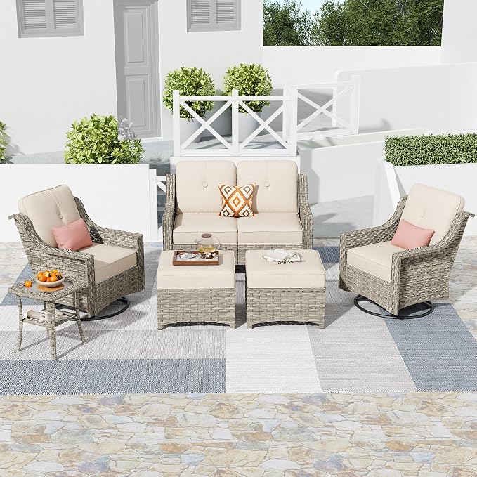 HOOOWOOO 6 Piece Patio Furniture Conversation Sets by DesignforBetterLife