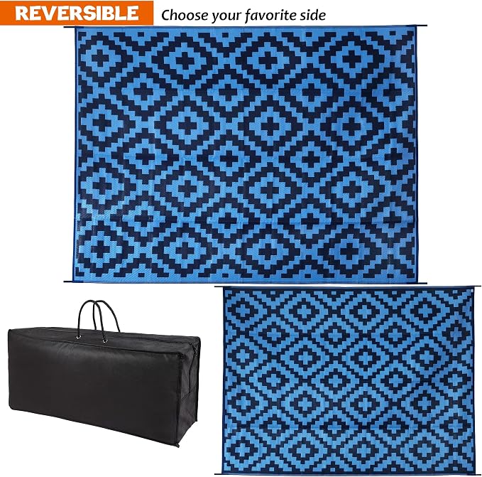SAND MINE Reversible Mats, Plastic Straw Rug, Modern Area Rug, Large Floor Mat - Image 3