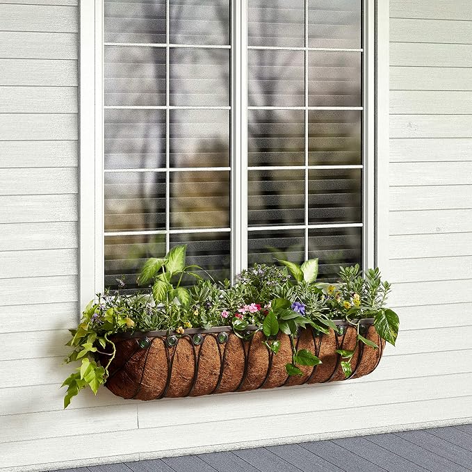 Arcadia Garden Products Hanging Window Basket Metal Trough Flower Planter - Image 9