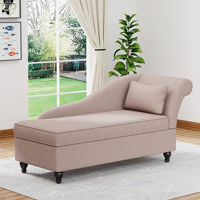 Yongqiang Indoor Storage Chaise Lounge Upholstered Fabric Lounge Chair Living - Image 7