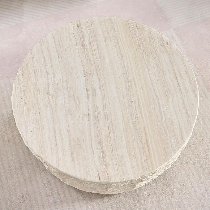 Round Coffee Table for Living Room Circle Coffee Table Modern Drum Center Table - Image 5