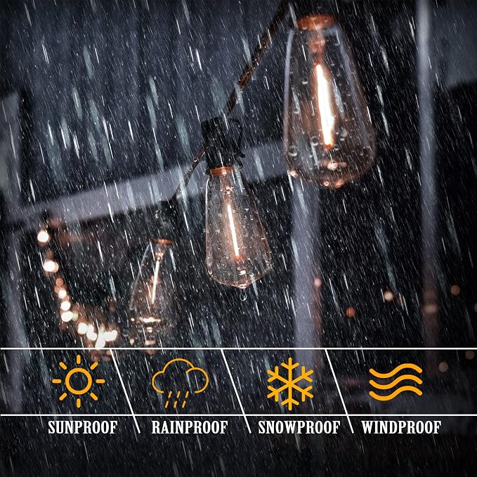 DAMAING Outdoor String Lights LED 100 FT Patio String Lights, 52 ST38 - Image 5