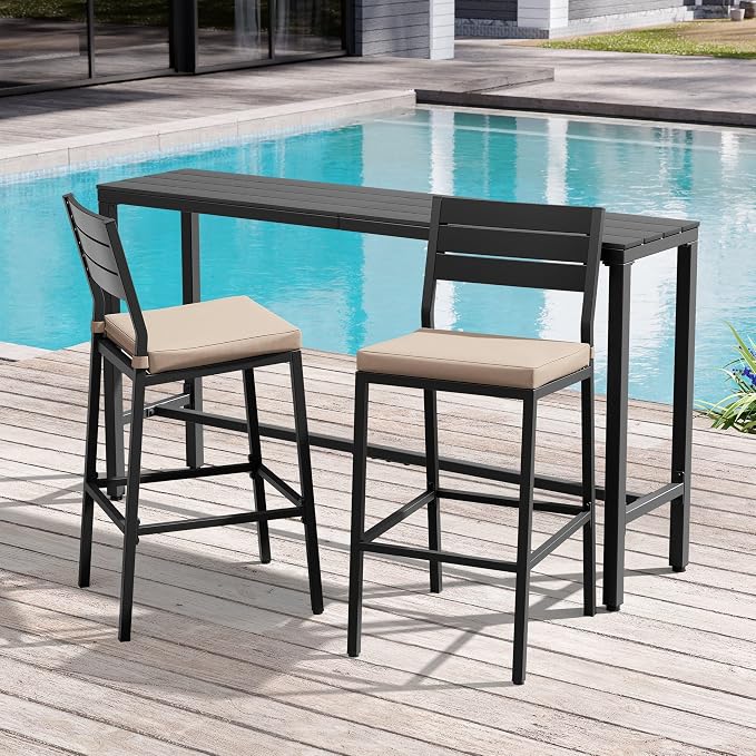 Crestlive Products Outdoor Bar Table and Chairs Set, 3 Piece Outside Patio Bar - Image 8