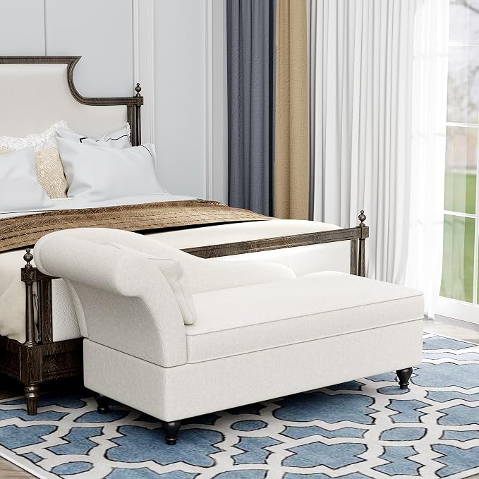 Yongqiang Storage Chaise Lounge Indoor, Linen Upholstered Chaise Lounge Chair - Image 6