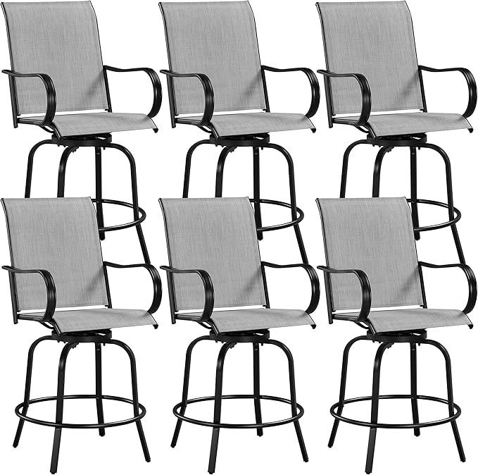 Yaheetech Patio Swivel Barstools Outdoor Chairs Set of 6, High Bistro Stools by Yaheetech