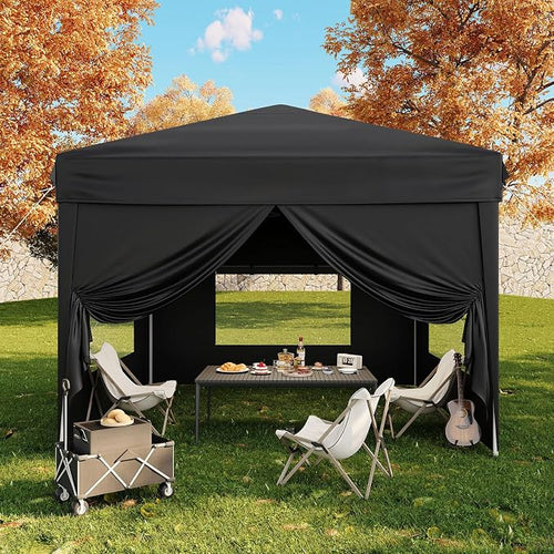 10x10 Pop Up Canopy Tent with 4 SideWalls, Easy Up Canopy with 3 Adjustable by GarveeLife