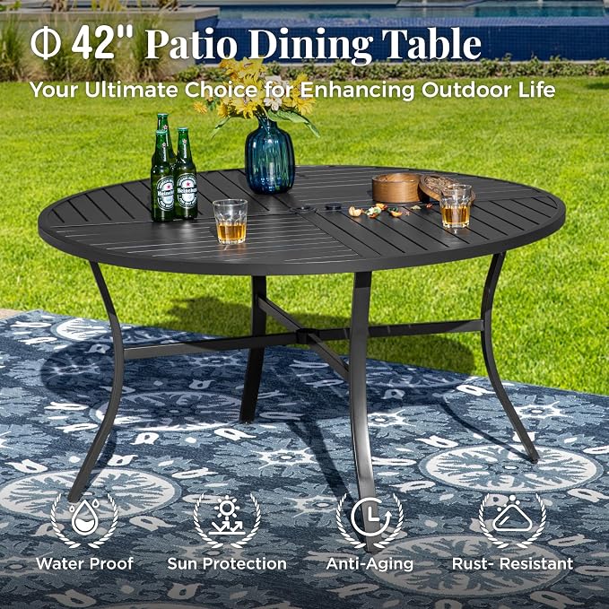 5 Pieces Outdoor Patio Dining Set, Wicker Patio Table and Chairs Set of 4 - Image 5