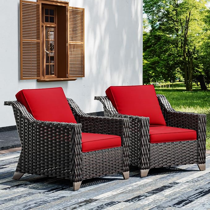 Joyside Wicker Patio Chairs Set of 2, Outdoor Rattan Furniture by Joyside