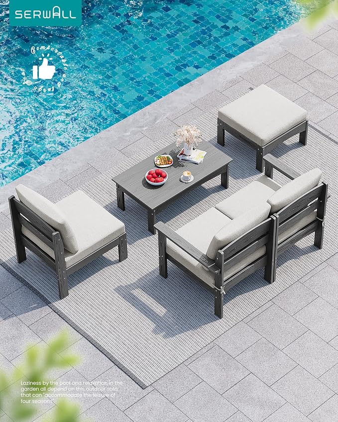 SERWALL 3 Pieces Patio Sofas, All-Weather Outdoor Couch Sectional Set, Patio - Image 9
