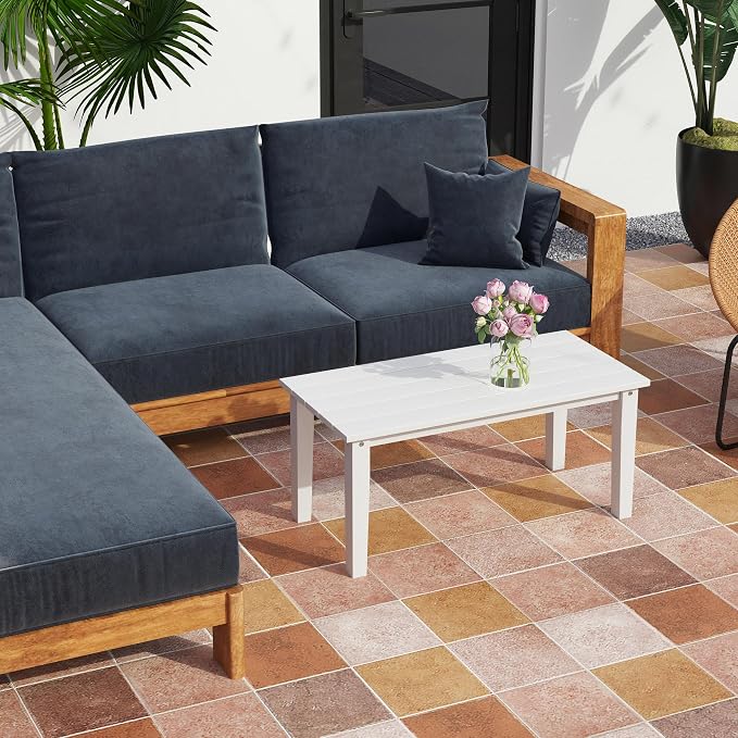Outsunny HDPE Outdoor Coffee Table, All-Weather Rectangle Patio Coffee Table - Image 9