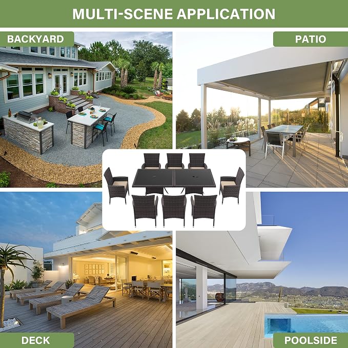 ALAULM 10 Piece Outdoor Patio Dining Set - Image 7