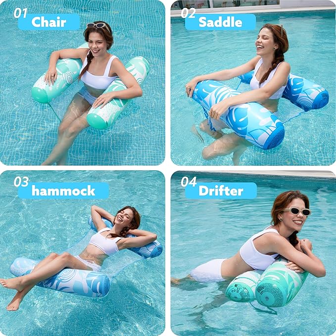 SLOOSH 2 Packs Hammock Pool Floats Adults, 4-in-1 Multi-Purpose Inflatable Pool - Image 2