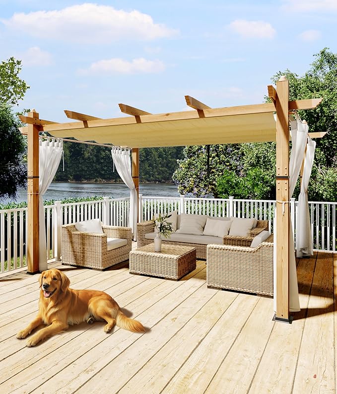 GarveeLife 10 x 13 ft Wood Grain Aluminum Pergola Outdoor Pergola by GarveeLife
