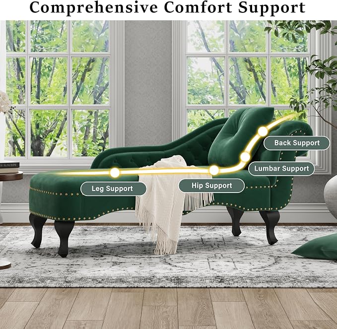 Merax 62'' Velvet Chaise Lounge Indoor - Image 5