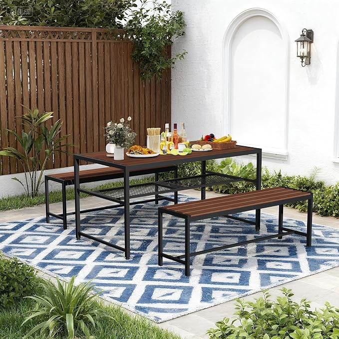 55'' Outdoor Picnic Table and Bench Set - Image 2