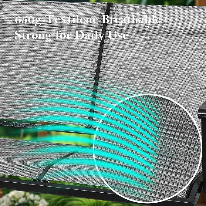 Textilene 3 Seat Hanging Swing, 5.2FT Patio Bench Swing, 660lbs Heavy Duty - Image 4