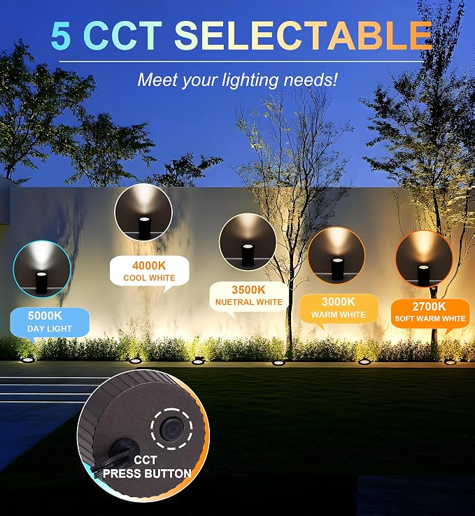 CLOUDY BAY 9W LED Landscape Well Lights, 2700K/3000K/3500K/4000K/5000K - Image 5