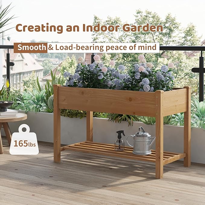 FILWH Raised Garden Bed with Legs Elevated Wooden Planter Box Stand Large - Image 4