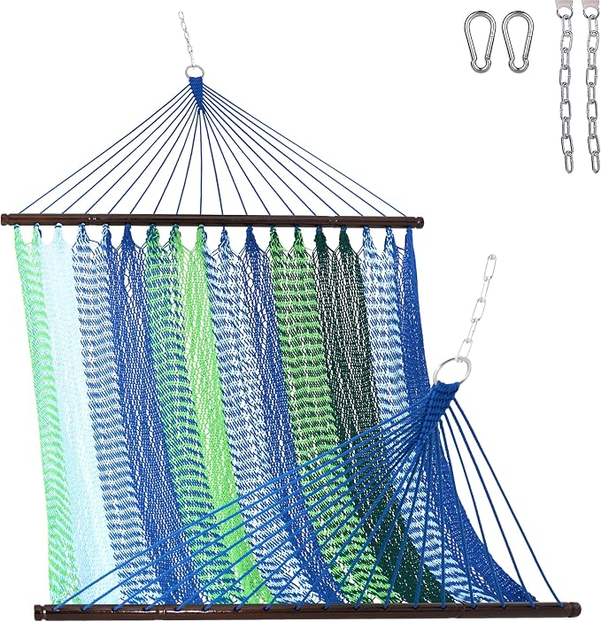 Lazy Daze Hammocks 10.5 FT Double 2 Person Caribbean Rope Hammock, Hand Woven by LazyDazeHammocks