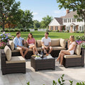 LEVELEVE 7 Pieces Outdoor Patio Furniture Sets, Rattan Conversation Sectional by Enjoyyourlife