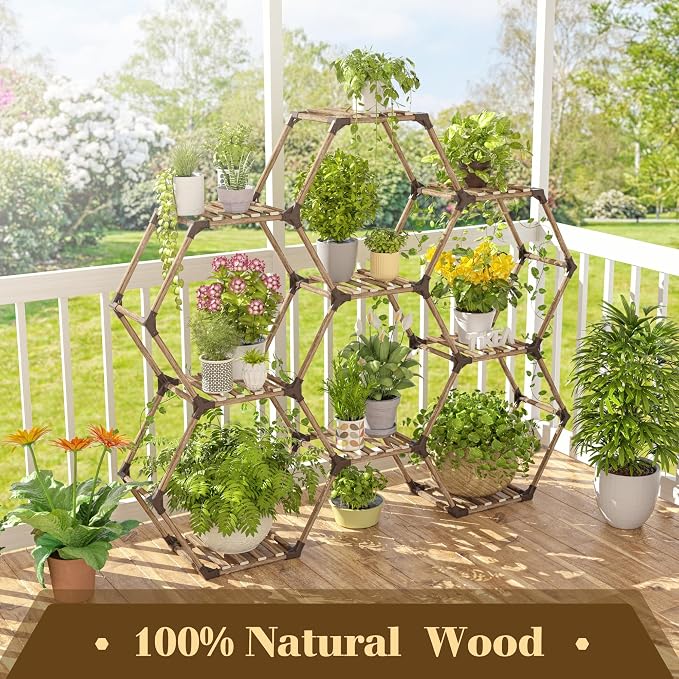 Tikea Hexagonal Plant Stand Indoor Plant Stand - Image 4