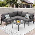 Patio Furniture Set, 6 Pieces Outdoor Couch Sectional, L Shaped Patio Sofa by COMLAXFIELD