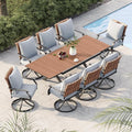 Grand patio 9-Piece Outdoor Dining Set, 8 Leather-Look Wicker Swivel Patio by GrandPatio