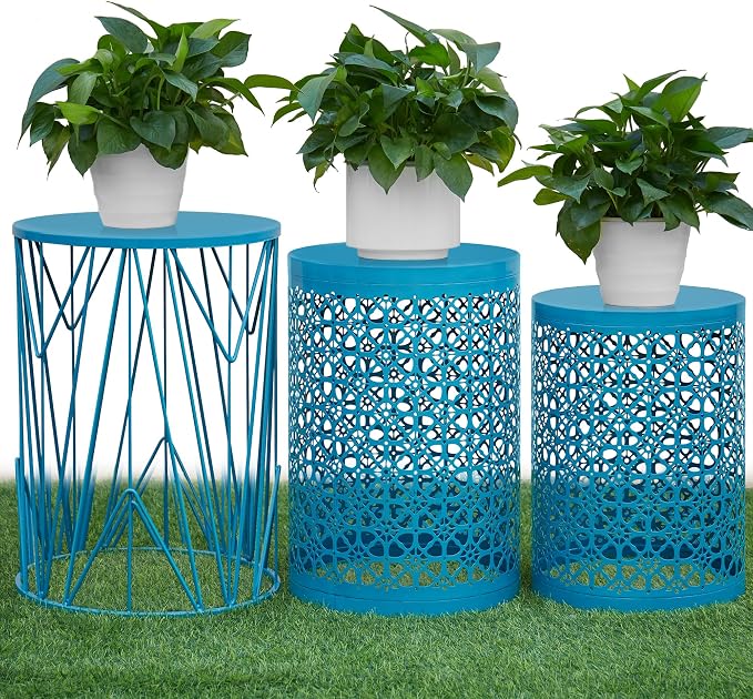 Y&M Set of 3 Heavy-Duty Round End Table, Side Table, Coffee Table by YM