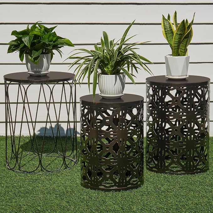 Y&M Set of 3 Patio Side Table for Living Room, Indoor End Tables for Bedroom by YM