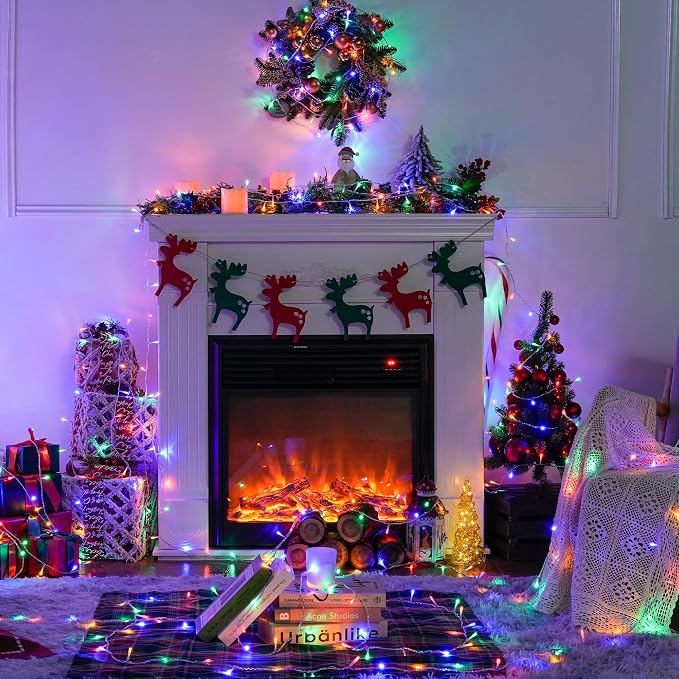 JMEXSUSS Multicolor Christmas Tree Lights Outdoor Indoor Clear Wire, 200 LED - Image 9