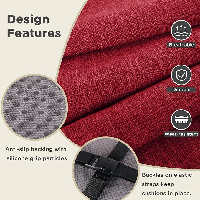 AddGrace Anti-Slip Bar Stool Cushions Square Bar Stool Seat Cushions - Image 4