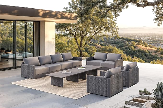 PURPLE LEAF Patio Furniture Set 10 Pieces Patio Seating Sofas Aluminum by PURPLELEAF