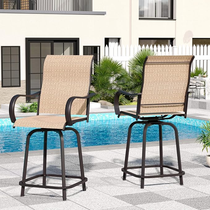 Patio Swivel Bar Stools Set of 2 - Image 2