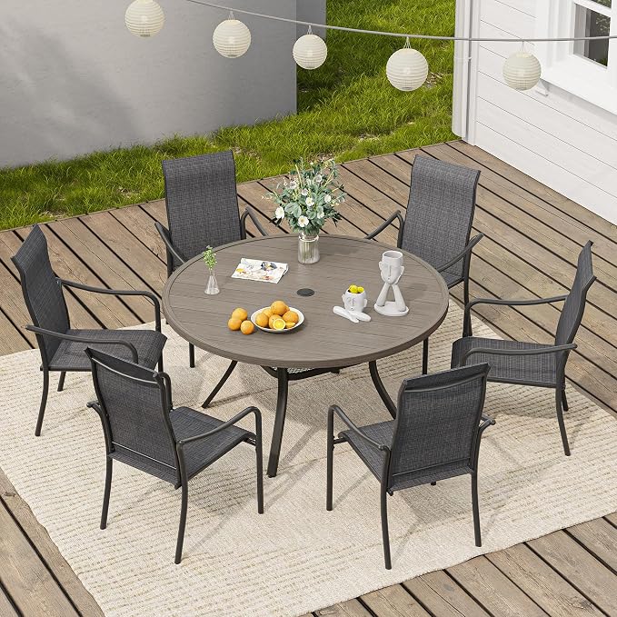VICLLAX 47.2" Round Patio Table, Outdoor Dining Table - Image 7