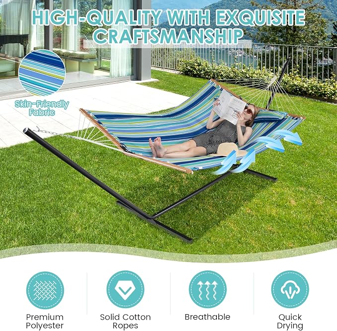 Tangkula 10.5FT Double Hammock, Heavy Duty Outdoor Hammock - Image 9